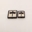 Bone Bead - Tile Black Dragonfly