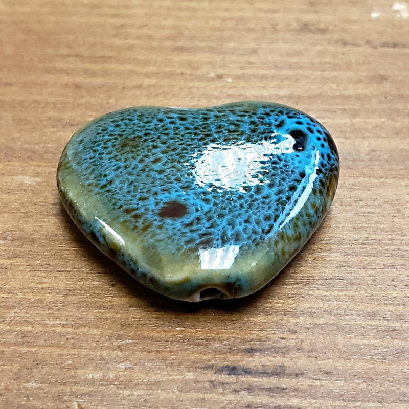 Ceramic Heart Bead - Vertical hole 25mm x 28mm
