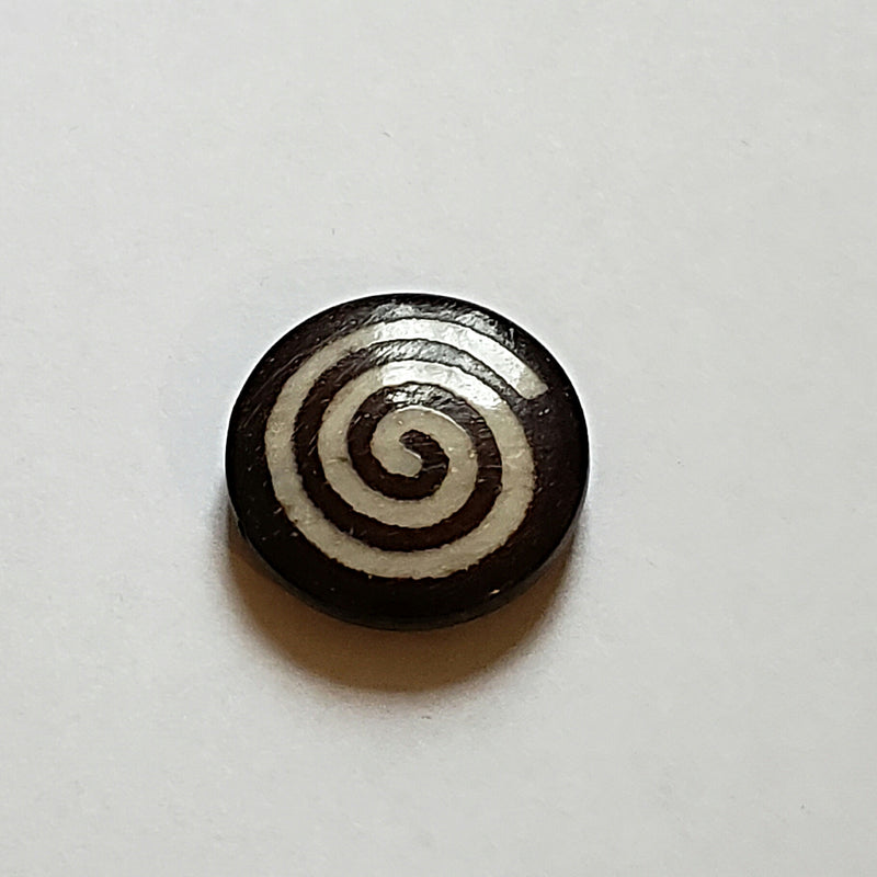 Bone Bead - Coin White Swirl